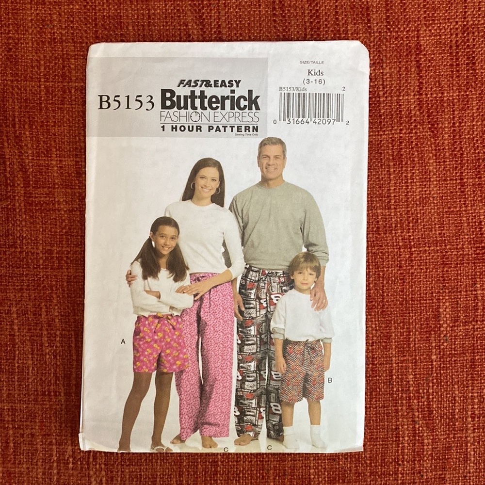 FINAL PRICE $10 Butterick B5153 Sewing Pattern Lounge shorts pants